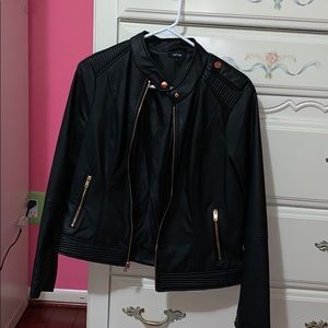 Faux Leather Jacket with Rose Gold Detailing
